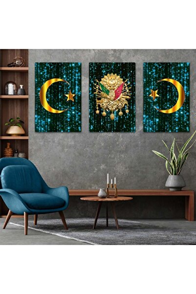 Zevahir Mobilya Dekorasyon Комплект за рисуване с троен MDF тюркоаз, османски...