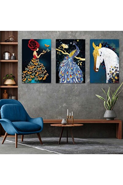 Zevahir Mobilya Dekorasyon Set de masă cu figuri de animale din MDF triplu