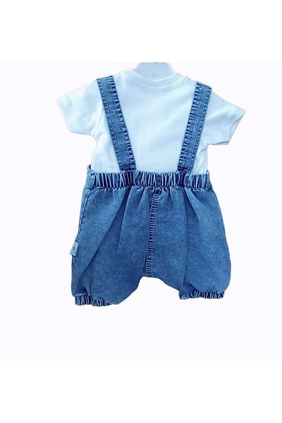 Temiz Baby BABY BOY ROCK&ROLL BEAR BEARER COATED SALOPET SET-100% Cotton, Crew Neck, Half Sleeve Body & Salopet