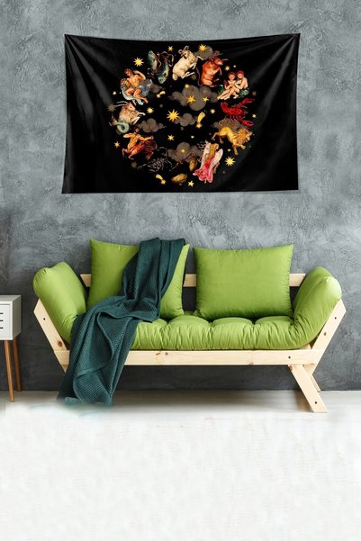 Latibule Simboluri astrologice, cu model, catifea rezistentă la pete, țesătur...