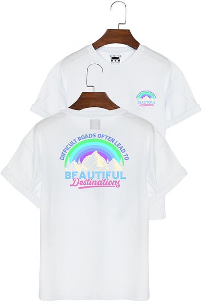 GHASSY CO. Unisex Beautiful Outdoor Regular Oversize μπλουζάκι με στάμπα στην πλάτη και στο στήθος