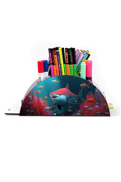kutuTR Wooden Vip Ai Model Series Desktop Pen Holder Organizer with Rainbow Ruler Assembled Box