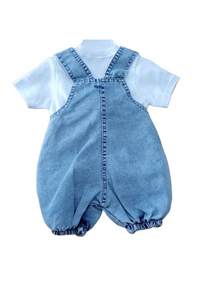 Temiz Baby BABY BOY TEDDY BEAR SALOPET SET-Crew Neck, Half Sleeve, Shoulder Snap Body & Kangaroo Pocket Salopet