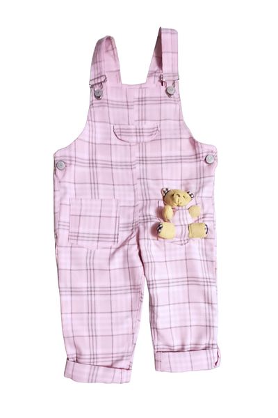 Miss Elitte PLAIDED TEDDY BEAR TOY SUMMER CHILDREN'S SALOPET - 100% Cotton, Pocket, Plaid, Gardener with Teddy Bear Toy