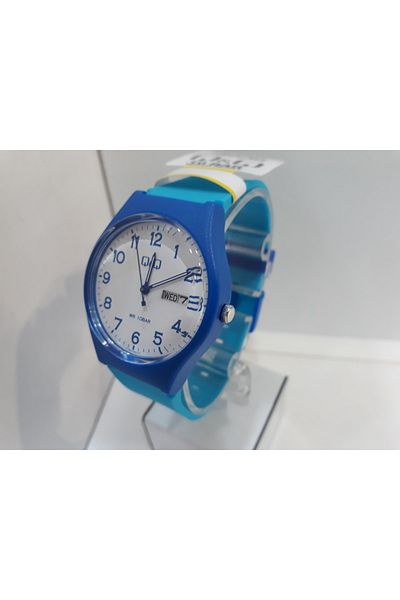 Q&Q V39a-002vy Unisex Wristwatch with Calendar, 10 Atm Waterproof, Silicone Strap