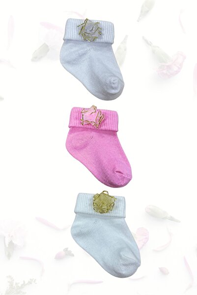 Akface 3 Pack Baby Socks with Rose Accessories