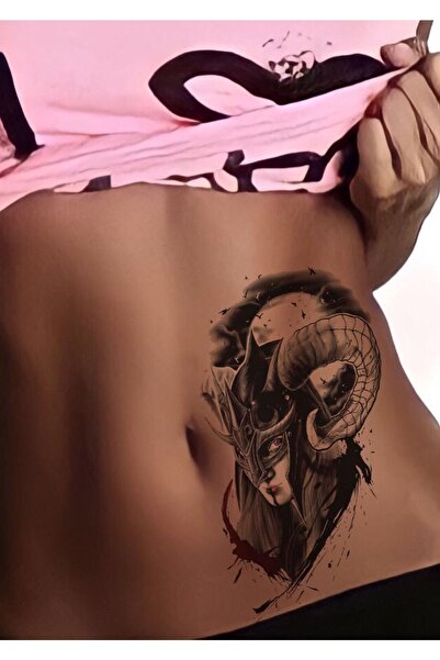 Mecit Tuhafiye Koç Boynuzlu Savaşcı Kadın Geçici Dövme