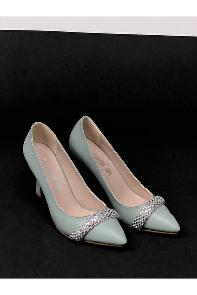 KAFKASLAR AYAKKABI STAKLENA ŠTIKLA Sa kamenim vezom 10 CM. STILETTO CIPELE SA...