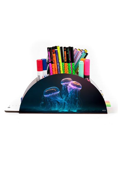 kutuTR Wooden VIP Vivies Series Desktop Pen Holder Organizer with Rainbow Ruler Assembled Box