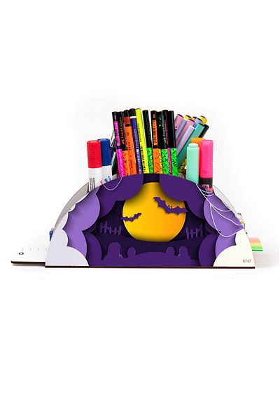 kutuTR Wooden VIP Vivies Series Desktop Pen Holder Organizer with Rainbow Ruler Assembled Box