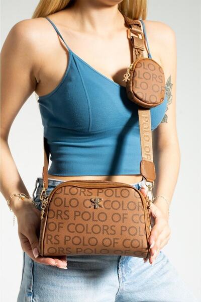 ImPolo حقيبة كتف وحقيبة كروس نسائية بطبعة إمبولو أديلا كاميل مقاس 15x21