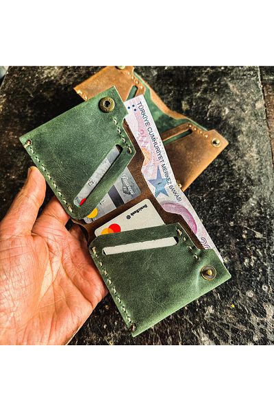 zarif atölye Milano Handmade Leather Wallet Card Holder Portfolio