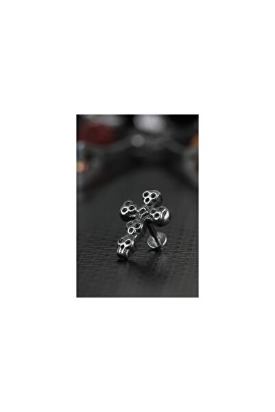 depozoom Cerrahi Çelik Kıkırdak Tragus Helix Zirkon Taşlı Labret Kuru Kafa Ha...