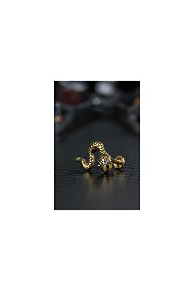 depozoom Cerrahi Çelik Kıkırdak Tragus Helix Zirkon Taşlı Labret Yılan Pierci...