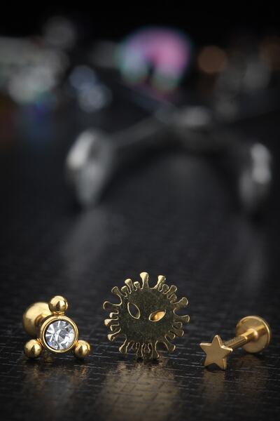 depozoom Cerrahi Çelik Kıkırdak Helix Zirkon Taşlı Piercing Set