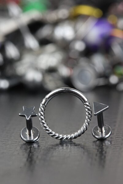 depozoom 316l Cerrahi Çelik Kıkırdak Tragus Helix Yıldız Üçgen Burma Halka 3'...