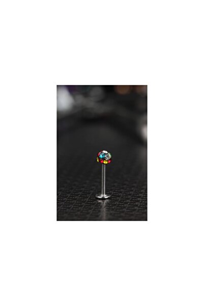 depozoom Titanyum Bar Zirkon Taşlı Kıkırdak Tragus Helix Uyumlu Piercing 8 Mm