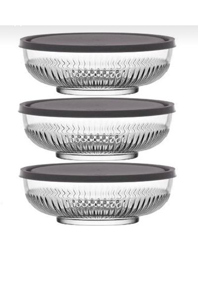 LAV Tokyo Storage Container 3Pcs 880Cc Gray Lid Tok-282