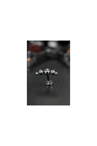 depozoom Cerrahi Çelik Kıkırdak Tragus Helix Zirkon Taş Labret Piercing