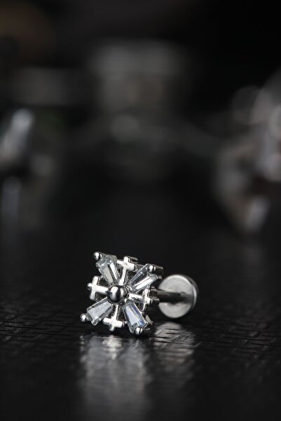 depozoom Cerrahi Çelik Kıkırdak Tragus Helix Zirkon Taş Labret Piercing