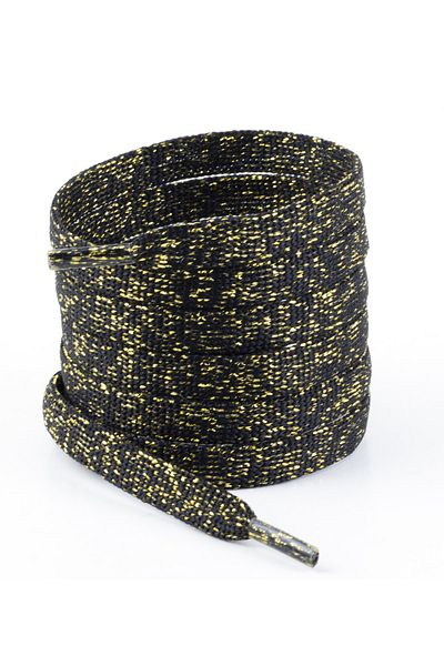 AiryFooT Black 120 Cm Gold Glitter Flat Laces, Boots, Sports, Converse, Daily Shoe Laces