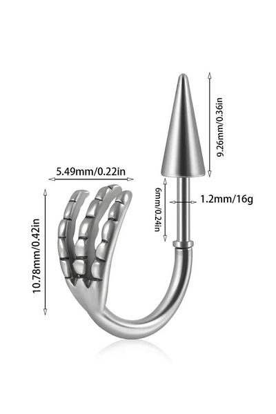 Jaida Moda Unisex Gray Claw Figured Spayk Design Steel Earrings