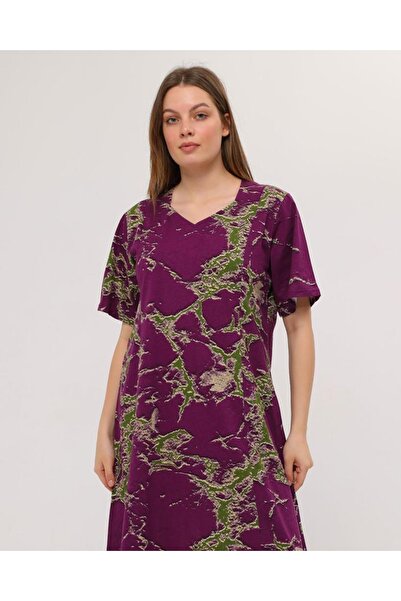 Nehir tekstil Πεντάγωνο γιακά Κομμάτι ραμμένο μισό μανίκι συν μέγεθος βαμβακερό χτενισμένο φόρεμα