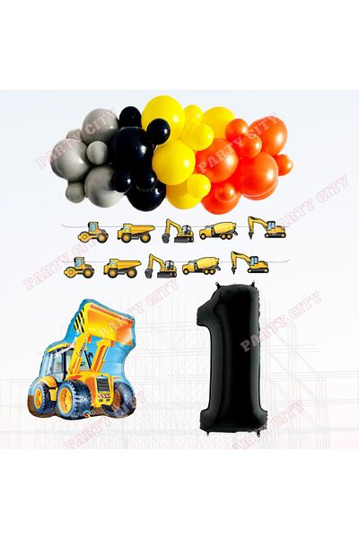 Party City Construction Themed Concept 1st Year Birthday Party Celebration Set