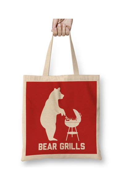 Baskı Dükkanı Bear Grills Pun Cloth Torba Long Sa ručkom