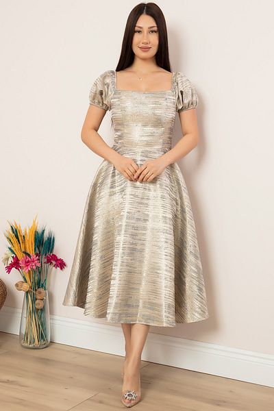 PULLIMM WATERMELON SLEEVE SILVERY DRESS 13410