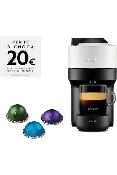 Nespresso Vertuo Pop XN9201K, Machine coffee, Krups, Coconut White, System Capsules