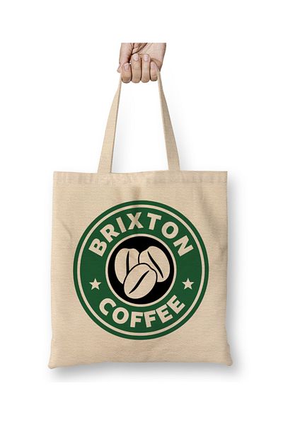 Baskı Dükkanı Υφασμάτινη τσάντα Brixton Coffee Starbucks με μακριά λαβή