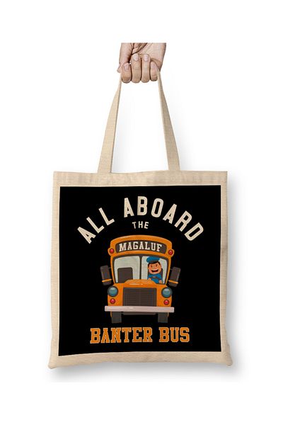 Baskı Dükkanı Toți la bordul geanta de pânză Magaluf Banter Bus cu mâner lung