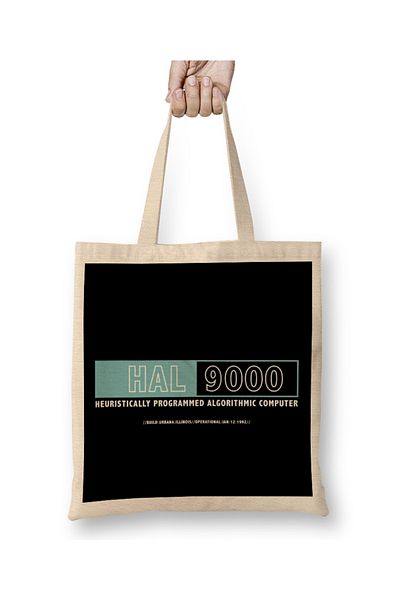 Baskı Dükkanı 2001 A Space Odyssey Hal Computer Logo Geantă din pânză Mâner lung