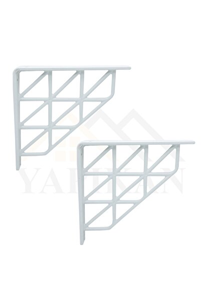 Yapıkan 2 Pieces Triangle Pattern White Decorative Plastic Shelf Under L Leg - Bathroom Wall Shelf Holder Mounting Leg