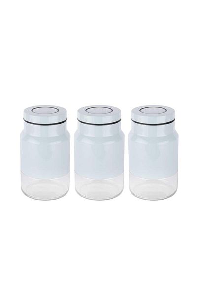 Tantitoni TANTITONI 3 PIECES BLUE GLASS JAR SET 730ML