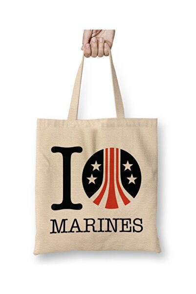 Baskı Dükkanı Vanzemaljci I Heart Marines Tkanina Torba Duga Sa ručkom