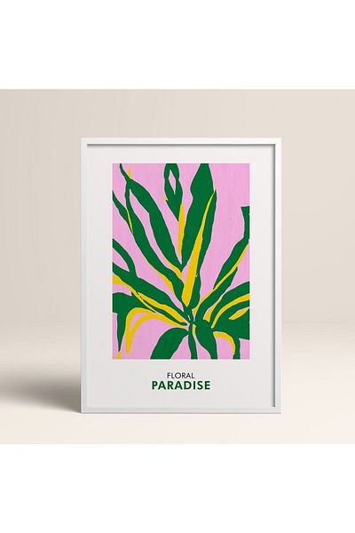 HOMEPACK Tablou cu rame din lemn alb Poster cu rame Decor artistic modern de perete (FLOWER256-WHITE-40X60)
