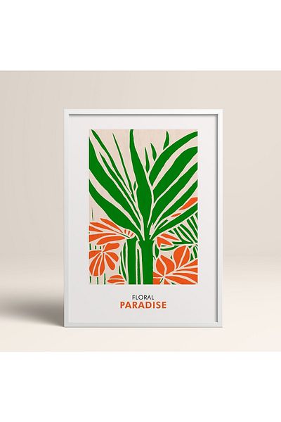 HOMEPACK Tablou cu rame din lemn alb Poster cu rame Decor artistic modern de perete (FLOWER248-WHITE-40X60)