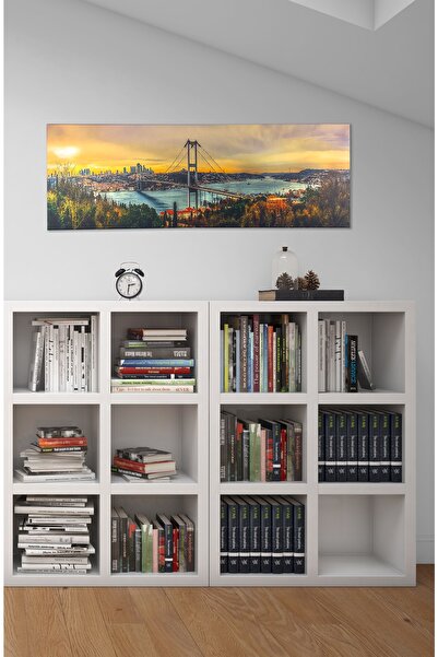 MapofX Kanvas Tablo, Istanbul Boğazı Tablosu, Yatay Istanbul Manzarası Tablo - 80x30 Cm, 53x20 Cm Seçenekli