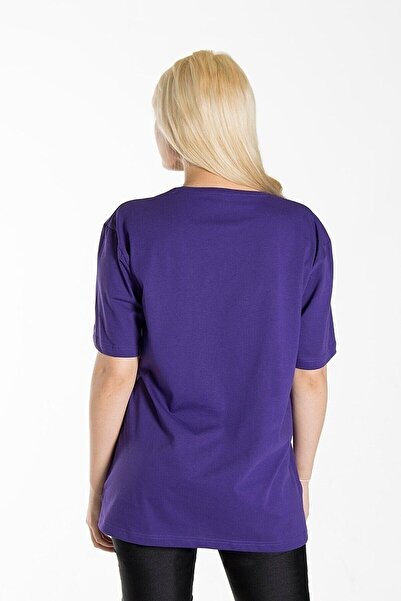 blausee wear Μπλουζάκι μεγάλου μεγέθους Butterfly - Μωβ με τύπωμα oversized Crew Neck με τύπωμα Κοντό μανίκι