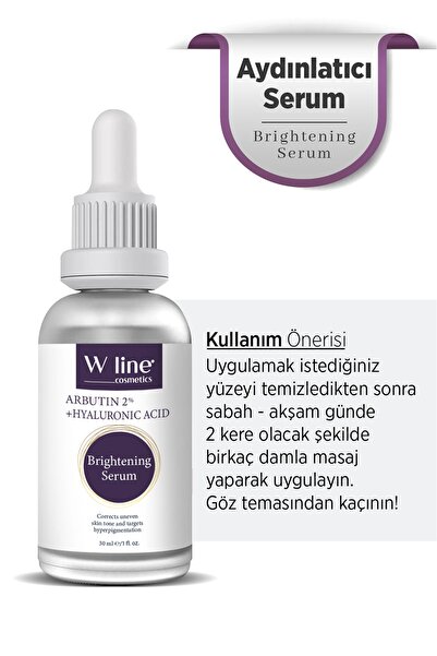 wline Leke Gidermeye Yardımcı, Cilt Tonu Eşitleyici Cilt Bakım Serumu (ARBUTİN %2 HYALURONİC ACİD)