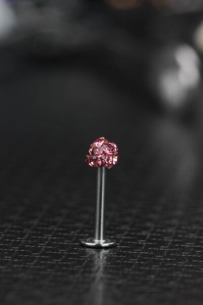 depozoom Titanyum Bar Zirkon Taşlı Kıkırdak Tragus Helix Uyumlu Piercing 8 Mm