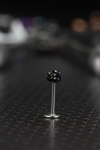 depozoom Titanyum Bar Zirkon Taşlı Kıkırdak Tragus Helix Uyumlu Piercing 8 Mm