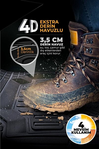 GM-DESIGN Premium Üniversal Oto Paspas 4d Havuzlu - Lüks Özel Kutusunda
