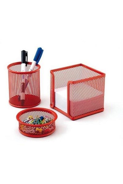 Mas RED DUMP CART Paper Clip-Paper Holder-Pencil Holder 3 Pieces Metal Perforated