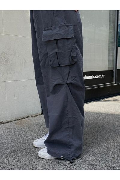 Gofeel Extra Baggy Cargo Pocket Tactical Parachute Παντελόνι με φαρδύ πόδι καπνιστό χρώμα