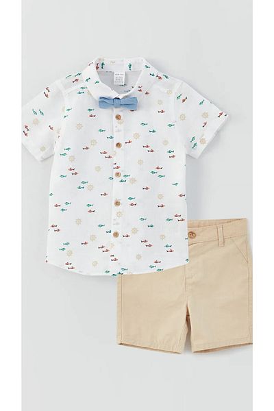 LC Waikiki Short Sleeve Printed Baby Boy 3 Piece Set