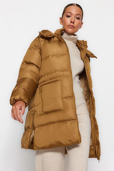 Trendyol Collection Oil Green Hooded Water Repellent Puffer Jacket TWOAW24MO00070