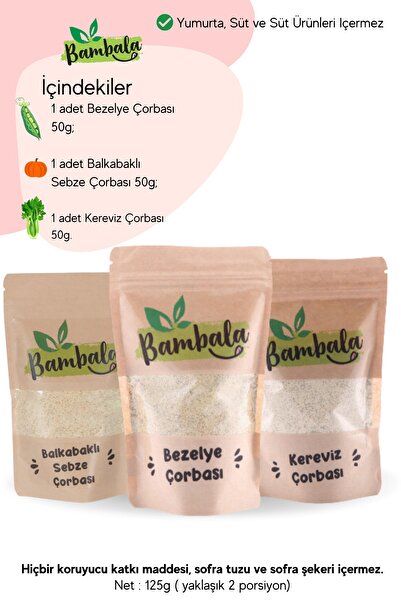 Bambala 3'lü Bezelye, Kereviz, Balkabağı Çorba Harcı (3X 125G)